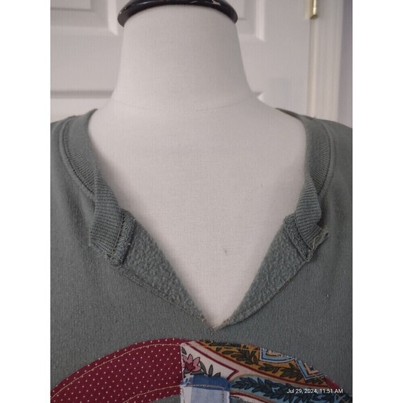 Custom Sweatshirt Upcycled OOAK Patchwork Peace Symbol Boho Cottage Prairie - Picture 4 of 10